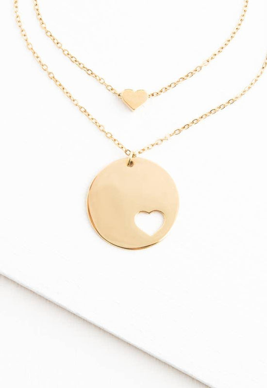Forever In My Heart Necklace Set in Gold - HERS