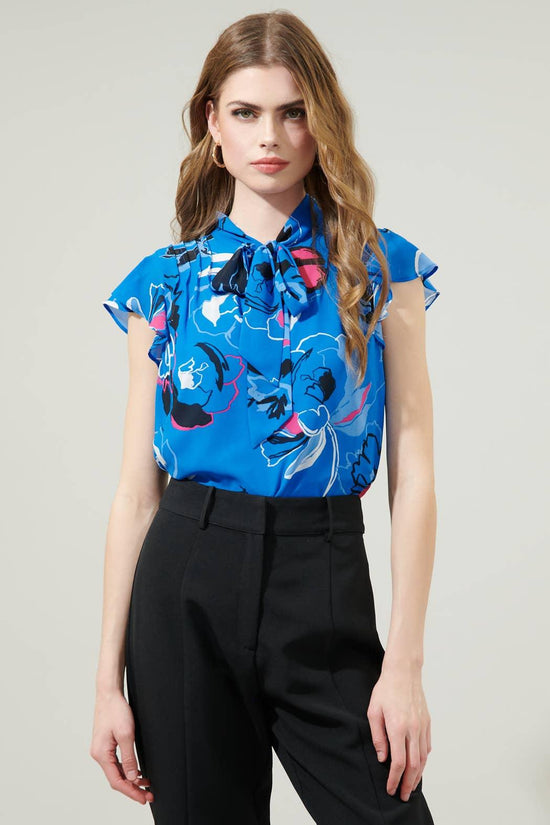 Abstract Tie Neck Blouse - HERS