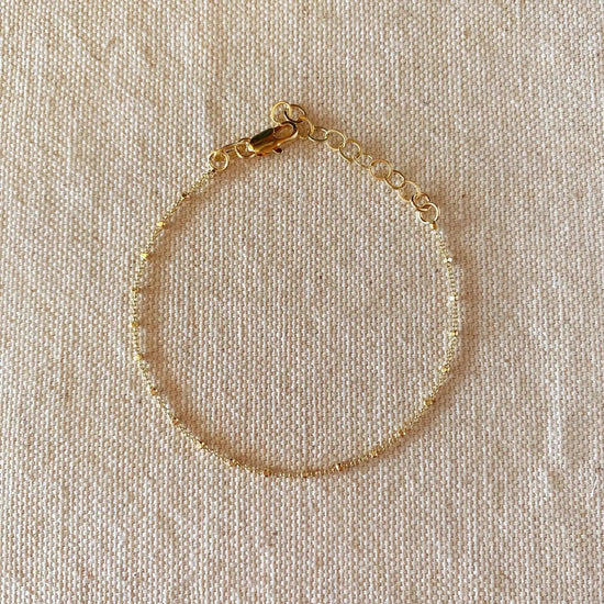 18k Gold Filled 1mm Spaced Beaded Bracelet - HERS