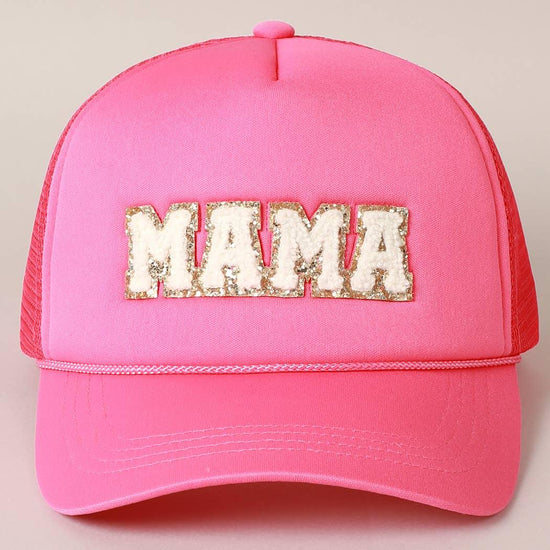 MAMA Sequin Chenille Patched Trucker Cap - HERS