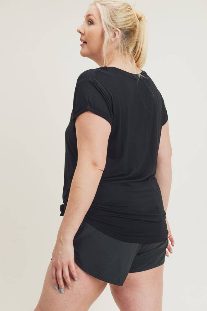 Load image into Gallery viewer, Curvy Round Neck Cap Sleeve Top
