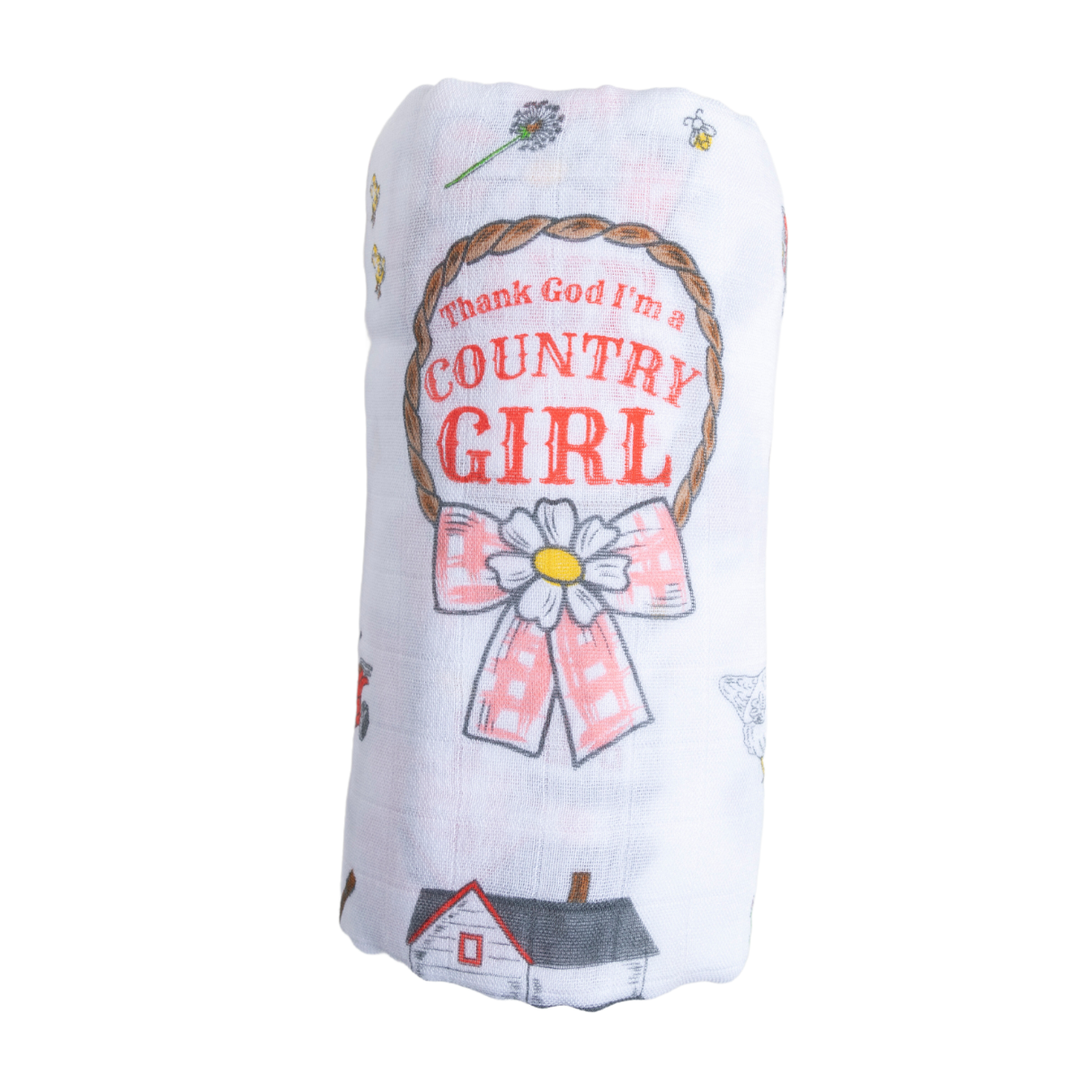 Load image into Gallery viewer, Country Girl Muslin Swaddle Receiving Blanket
