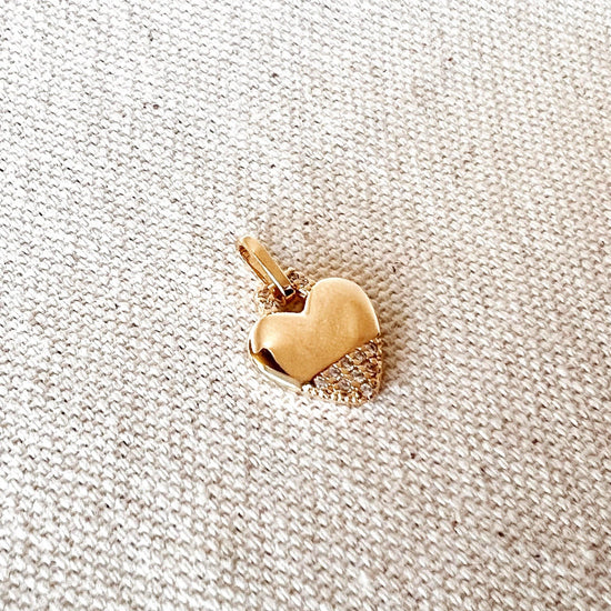 18k Gold Filled Heart Pendant With Cubic Zirconia Stones - HERS