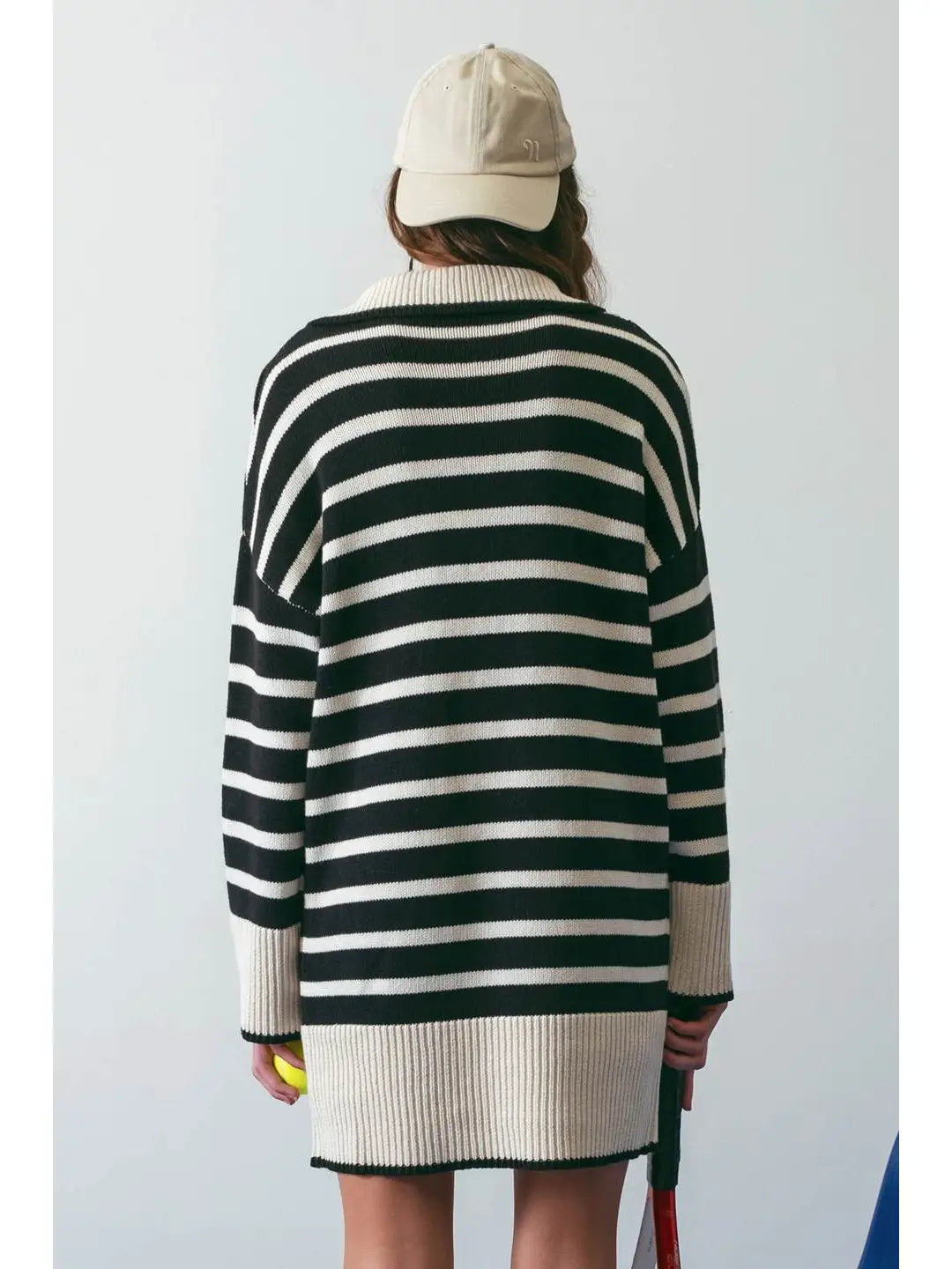 Load image into Gallery viewer, Striped Collared Knit Sweater Dress - HERS

