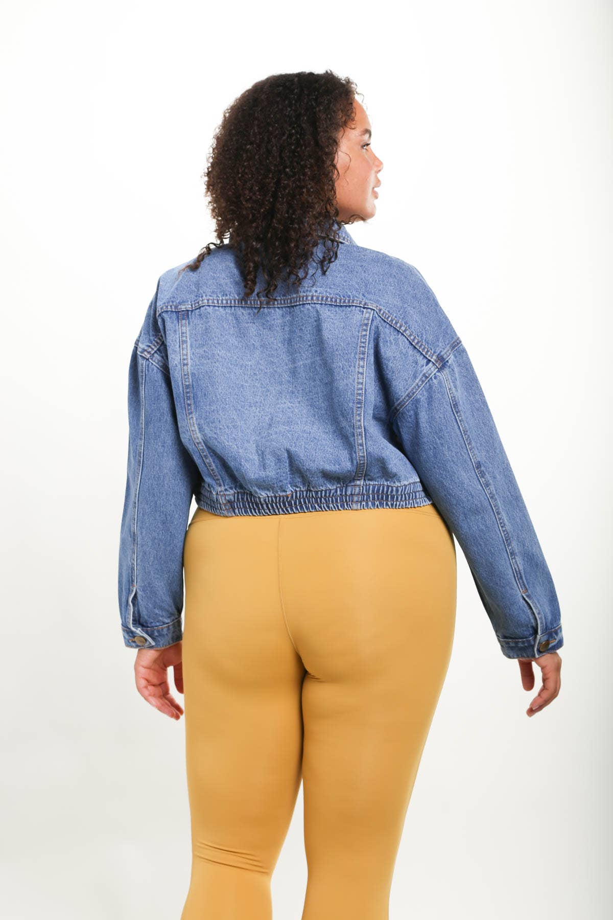 Load image into Gallery viewer, Cropped Denim Jacket with Ribbed Hem
