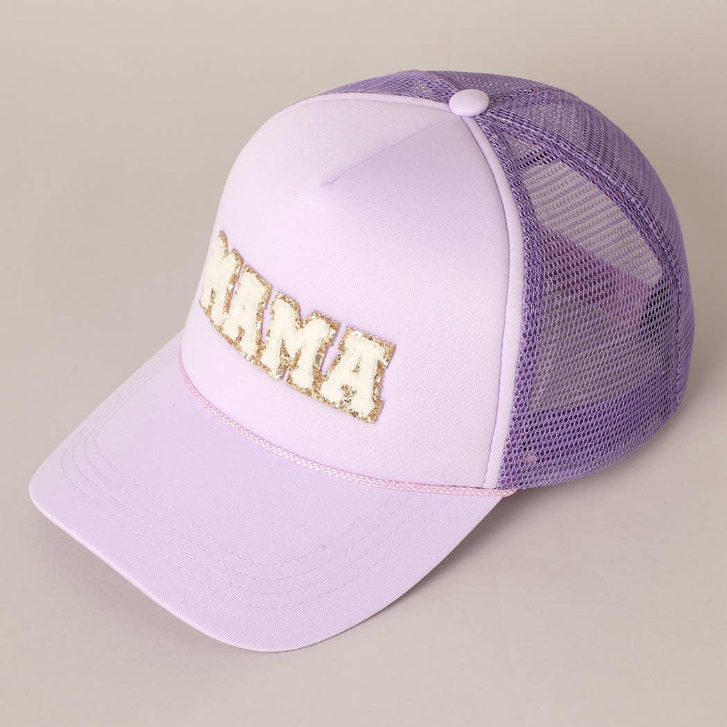 MAMA Sequin Chenille Patched Trucker Cap - HERS