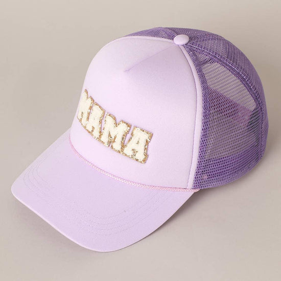 MAMA Sequin Chenille Patched Trucker Cap - HERS