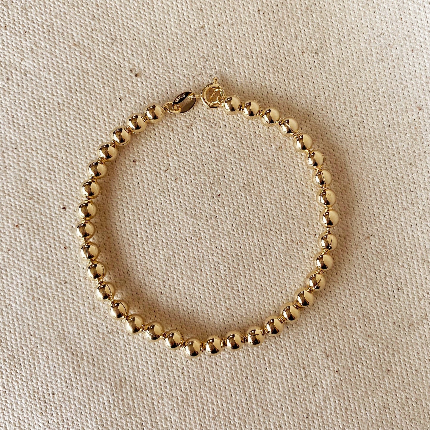 18k Gold Filled 4.5 mm Beaded Bracelet