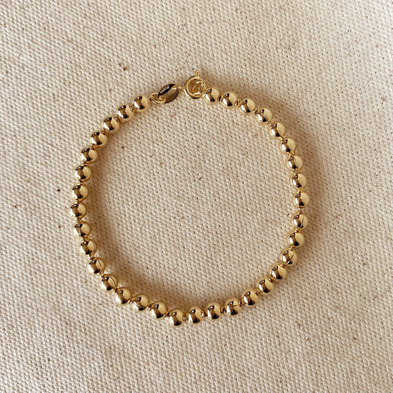 18k Gold Filled 4.5 mm Beaded Bracelet