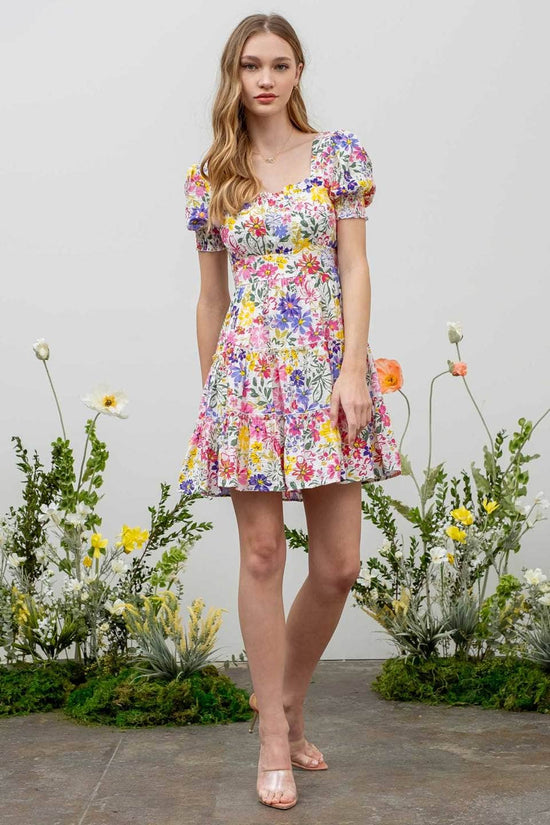 Floral Puff Sleeve Mini Dress