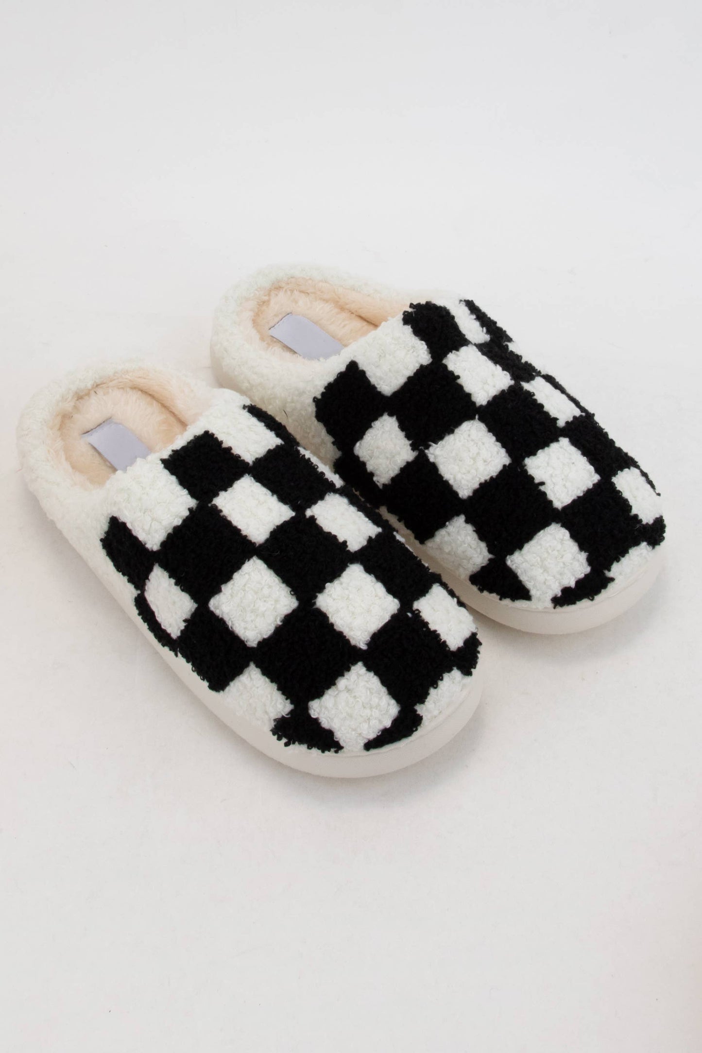 Checkered Terry Cloth Slippers
