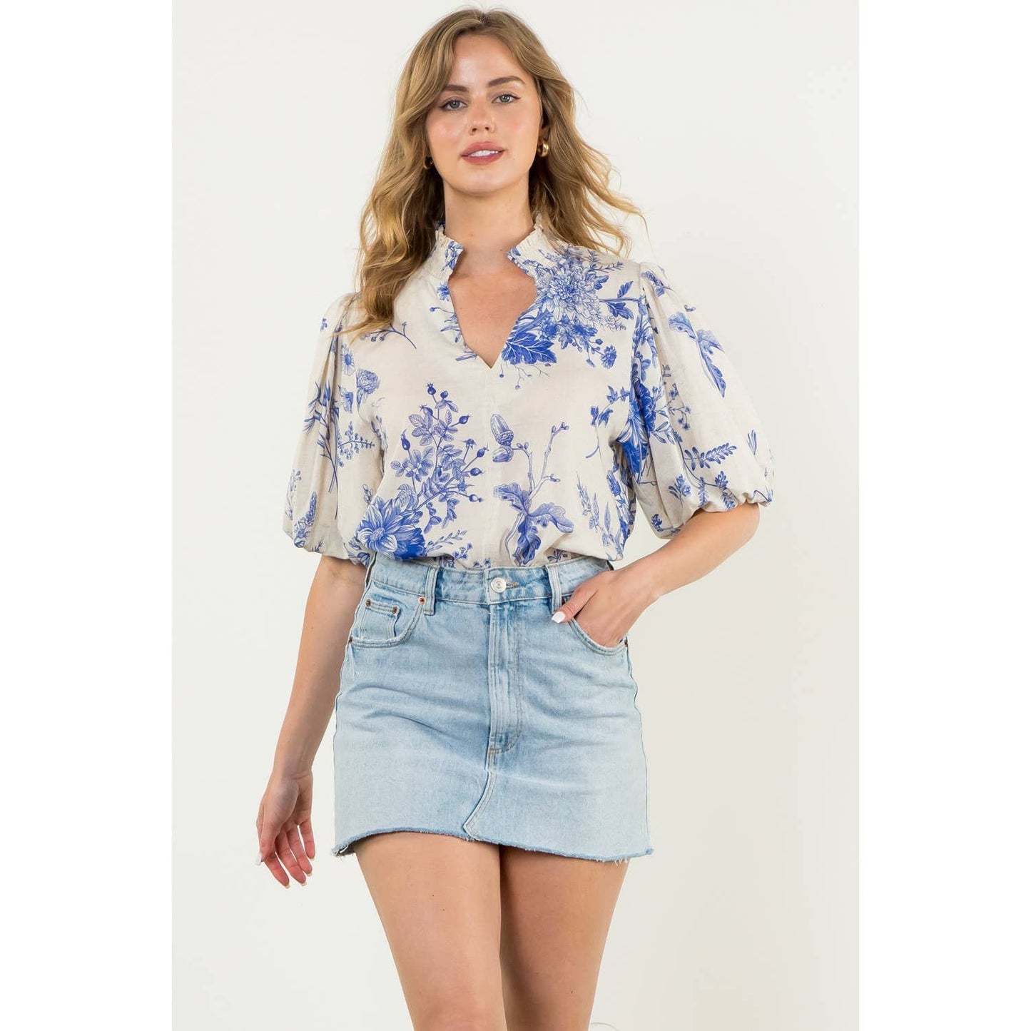 THML Floral Breeze Puff Sleeve Top