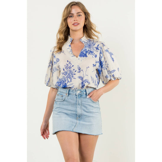 THML Floral Breeze Puff Sleeve Top