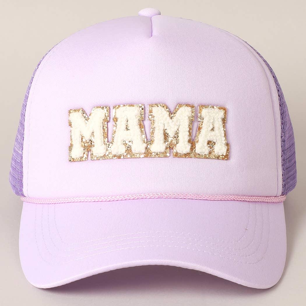 MAMA Sequin Chenille Patched Trucker Cap - HERS