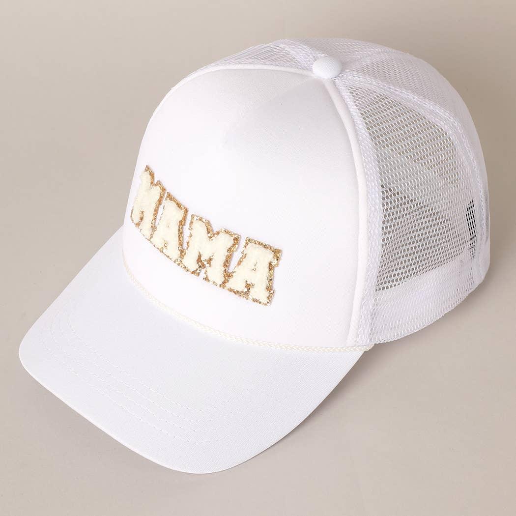 MAMA Sequin Chenille Patched Trucker Cap - HERS