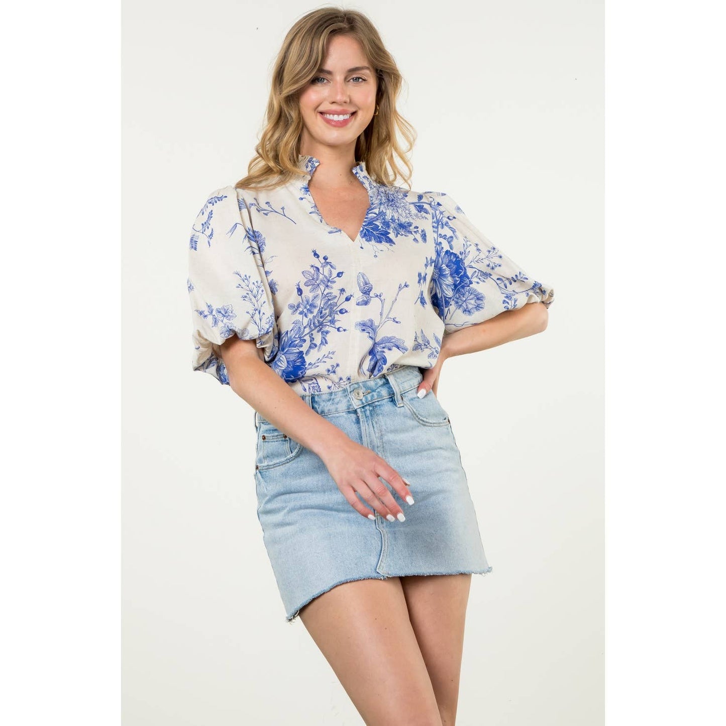 THML Floral Breeze Puff Sleeve Top