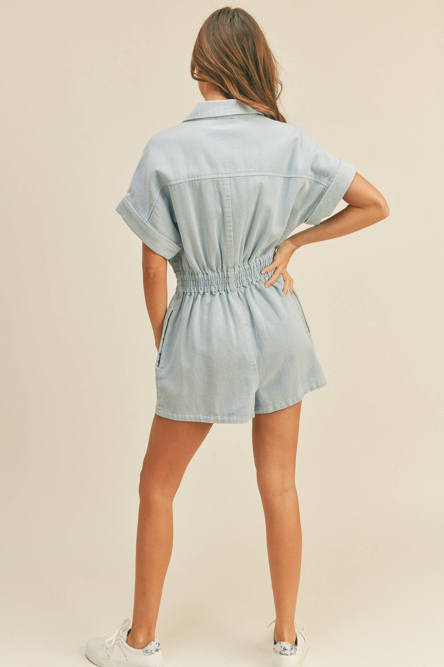 Washed cotton romper