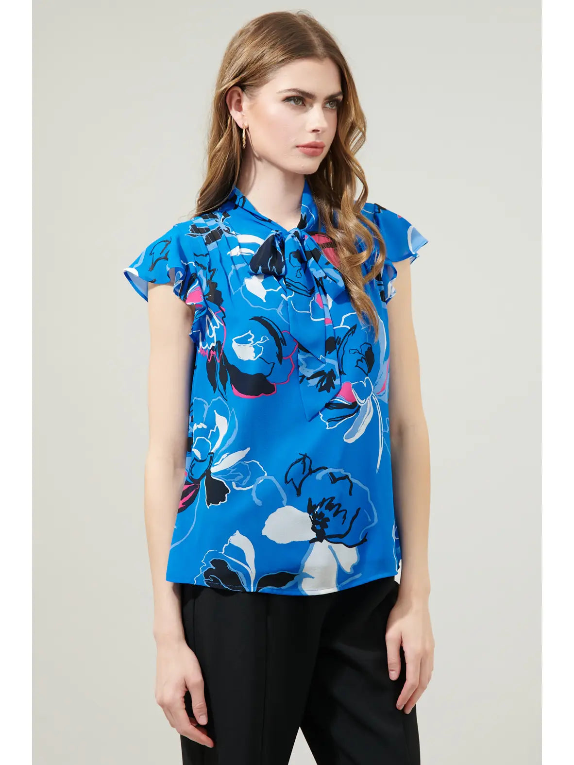 Abstract Tie Neck Blouse - HERS