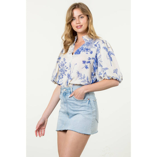 THML Floral Breeze Puff Sleeve Top