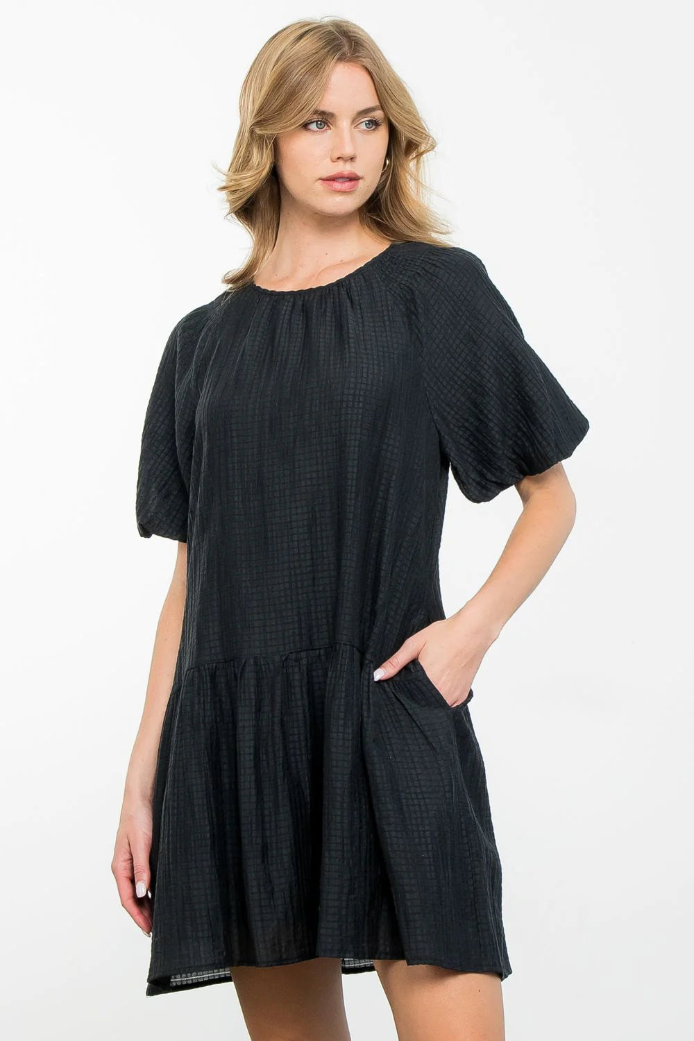 Load image into Gallery viewer, THML Puff Sleeve Gingham Dress
