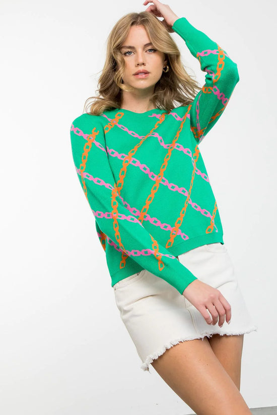 Load image into Gallery viewer, THML Chain Print Sweater
