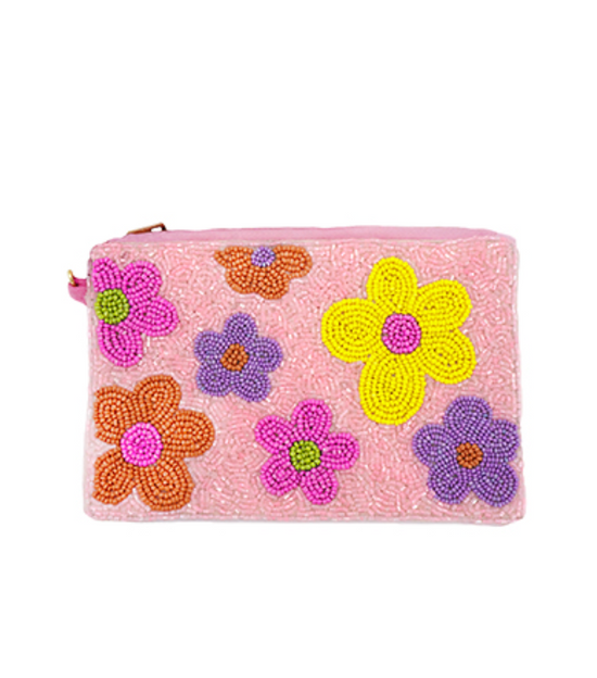 Load image into Gallery viewer, Seed Bead Flower Pouch
