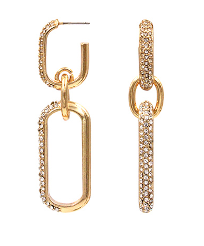 Linked Pave Double Oval Earring