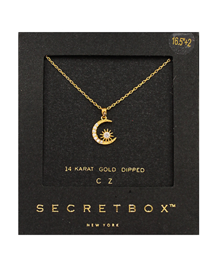 Load image into Gallery viewer, CZ Moon &amp;amp; Star necklace
