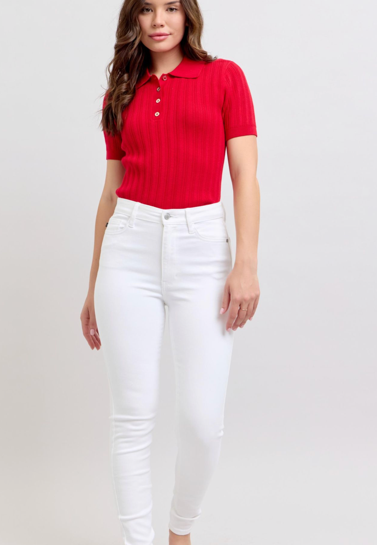 Judy Blue High Rise Skinny White Denim