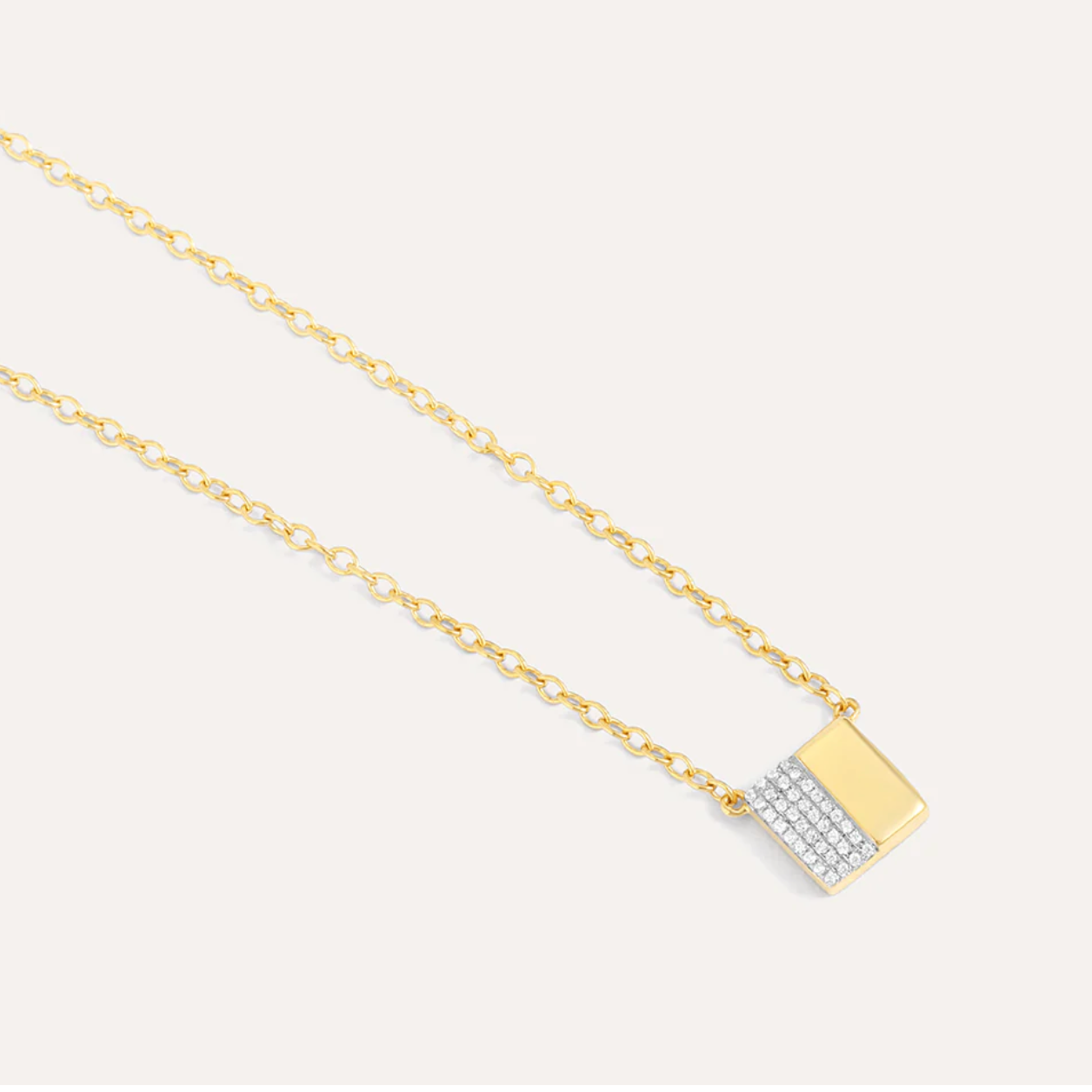 Half 'N' Half Block Pendant Necklace