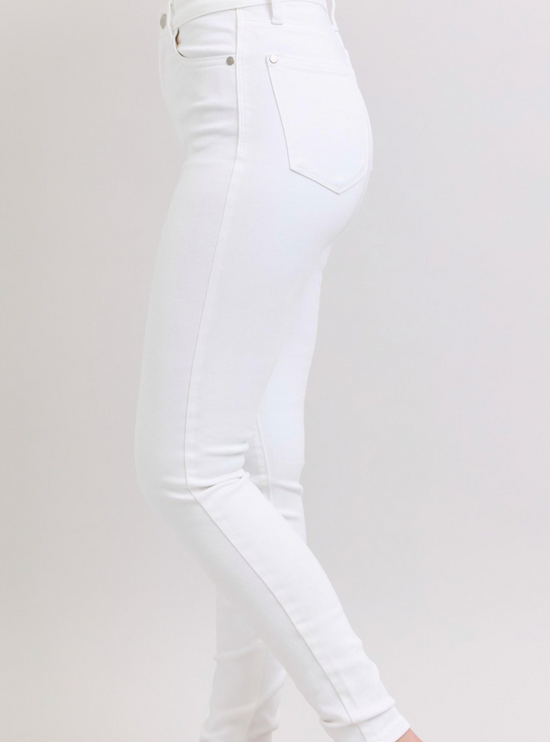 Judy Blue High Rise Skinny White Denim