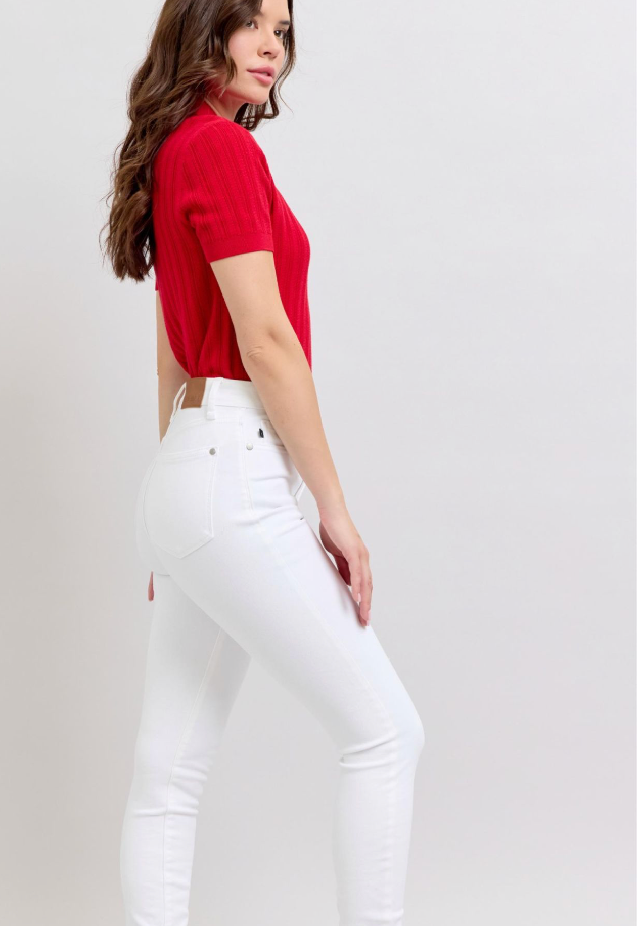 Judy Blue High Rise Skinny White Denim