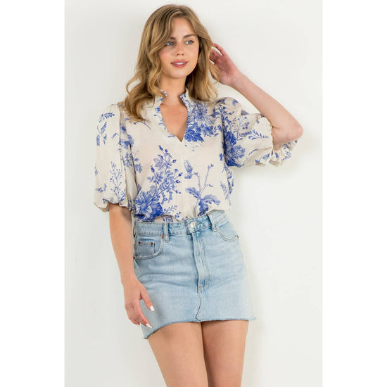 THML Floral Breeze Puff Sleeve Top