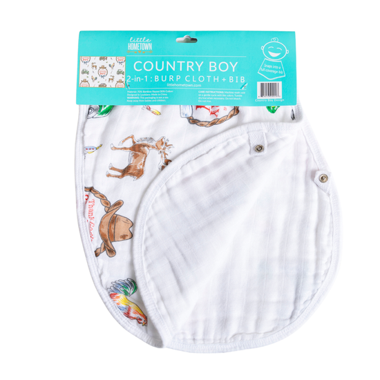 Country Boy 2 in 1 Burp Cloth and Bib Combo