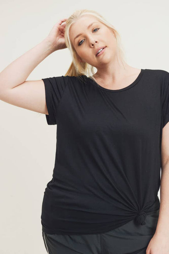 Load image into Gallery viewer, Curvy Round Neck Cap Sleeve Top
