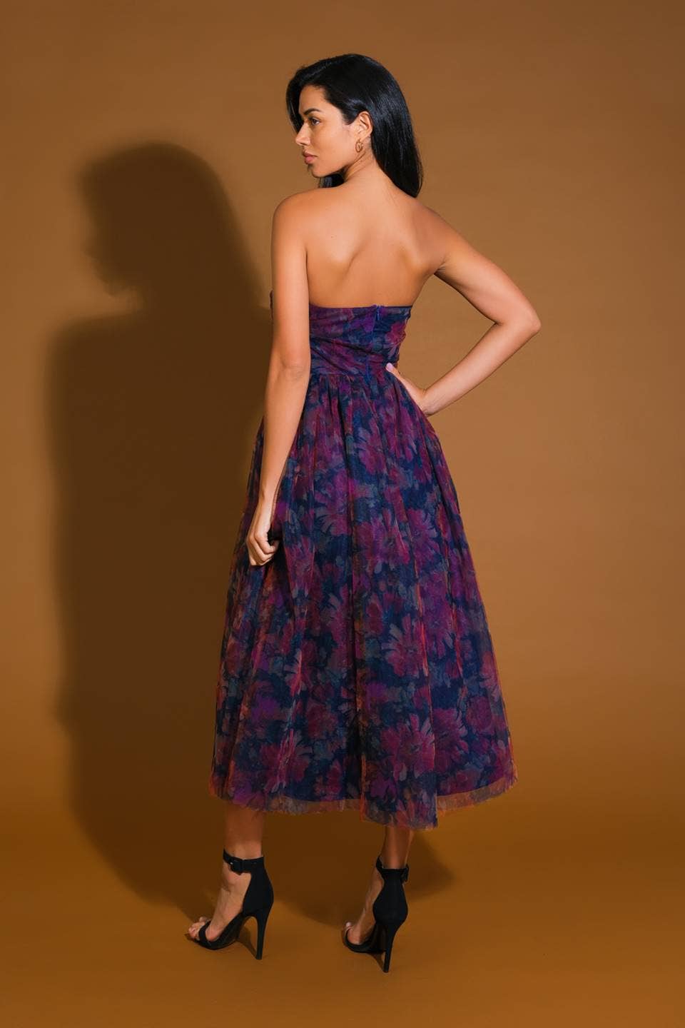 Dark Romantic Floral Midi