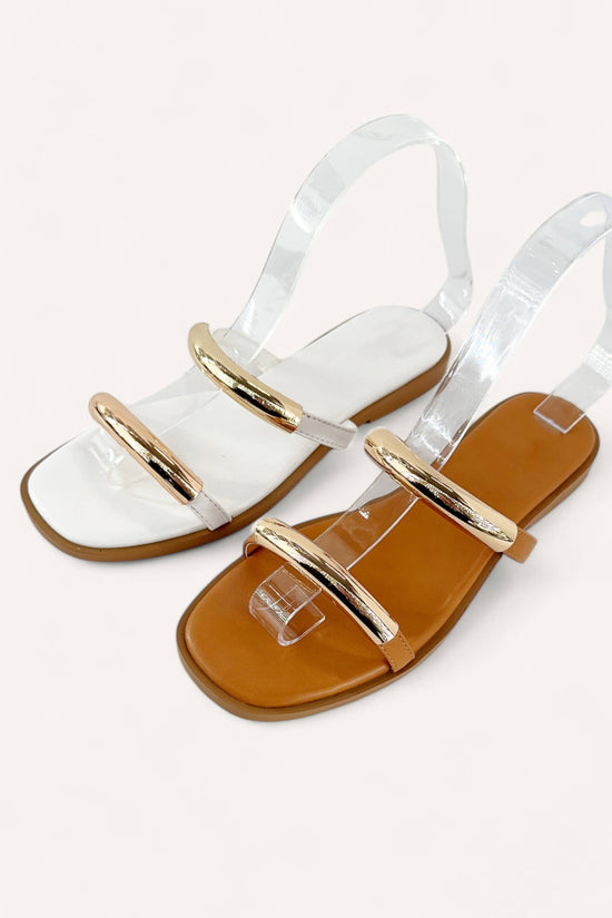 2 Strap Gold Tone Metal Sandal