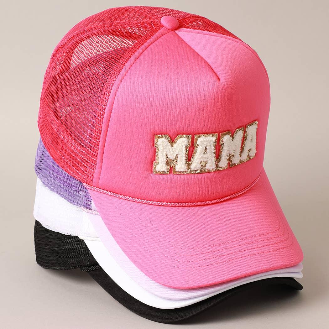 MAMA Sequin Chenille Patched Trucker Cap - HERS
