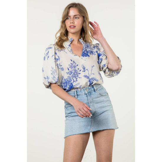 THML Floral Breeze Puff Sleeve Top