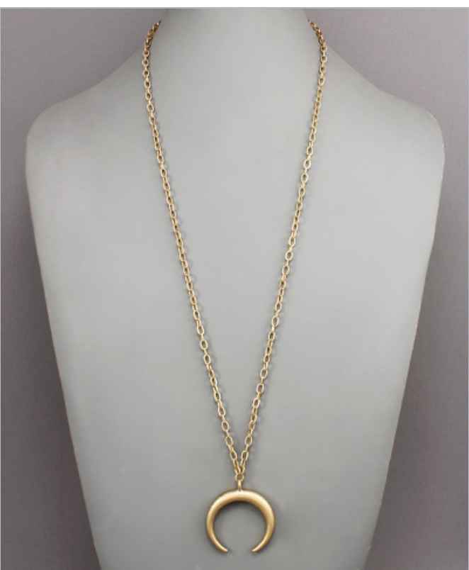 Crescent Horn and Chain  Necklace