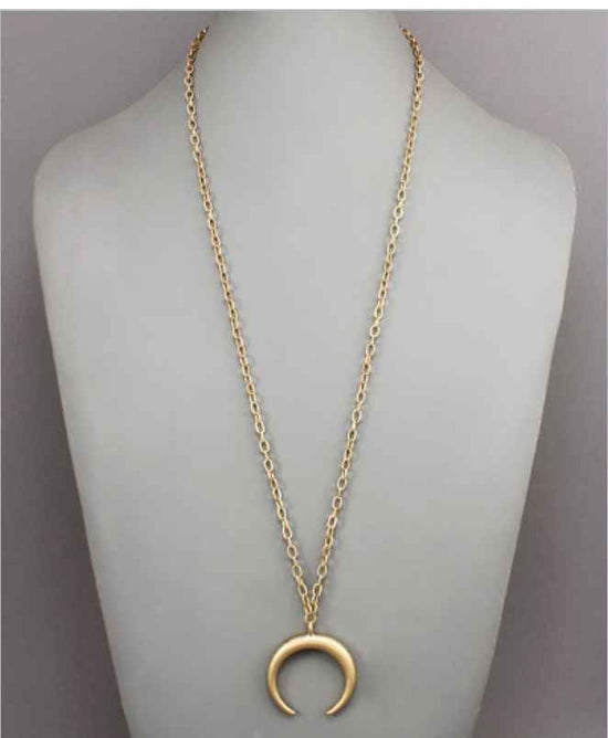 Crescent Horn and Chain  Necklace