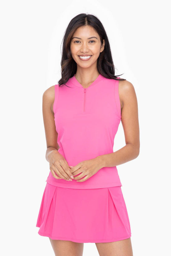 Half Zip Mandarin Collar Active Top - HERS