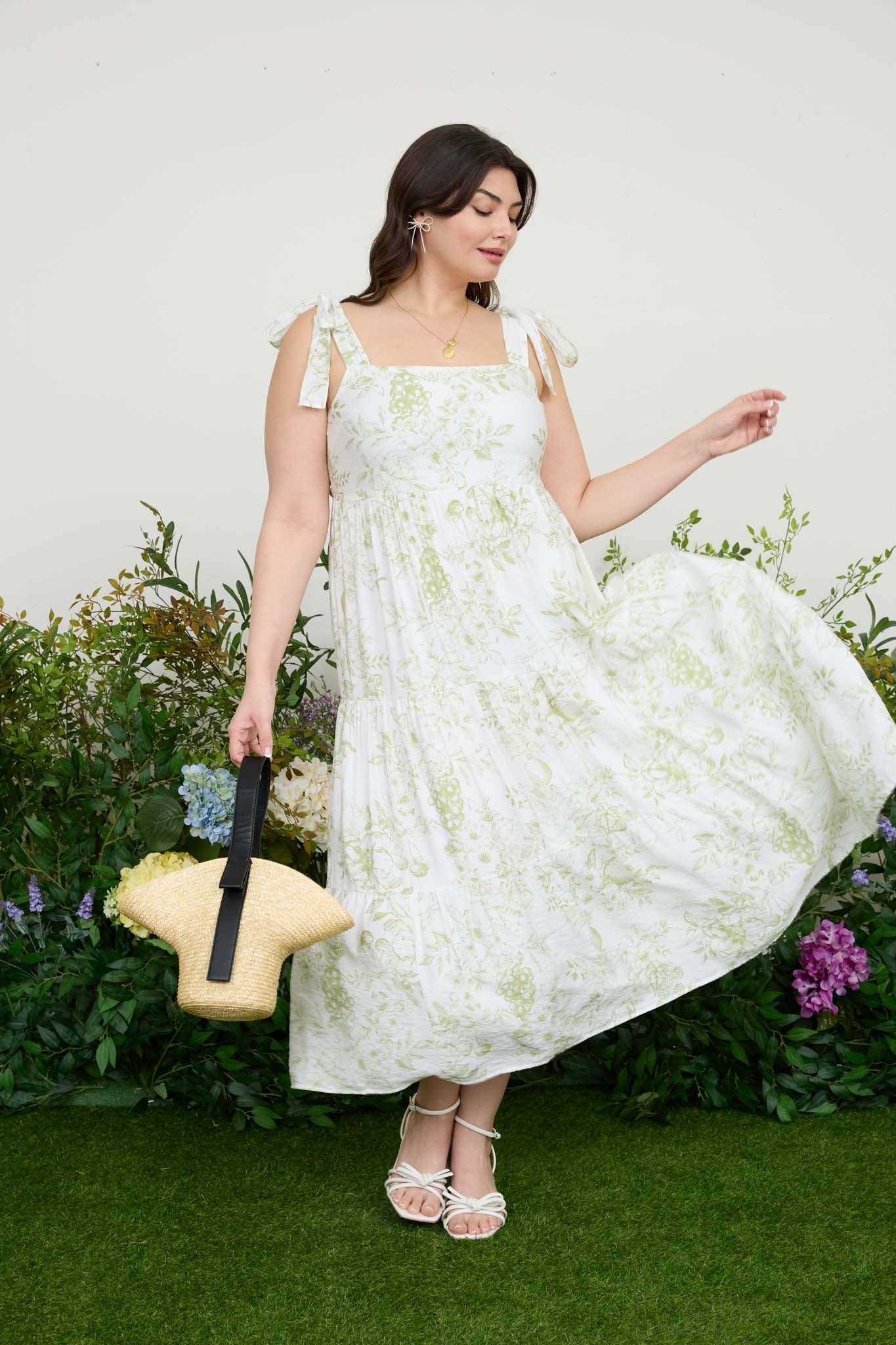 Curvy Fruit Blossom Midi Dress