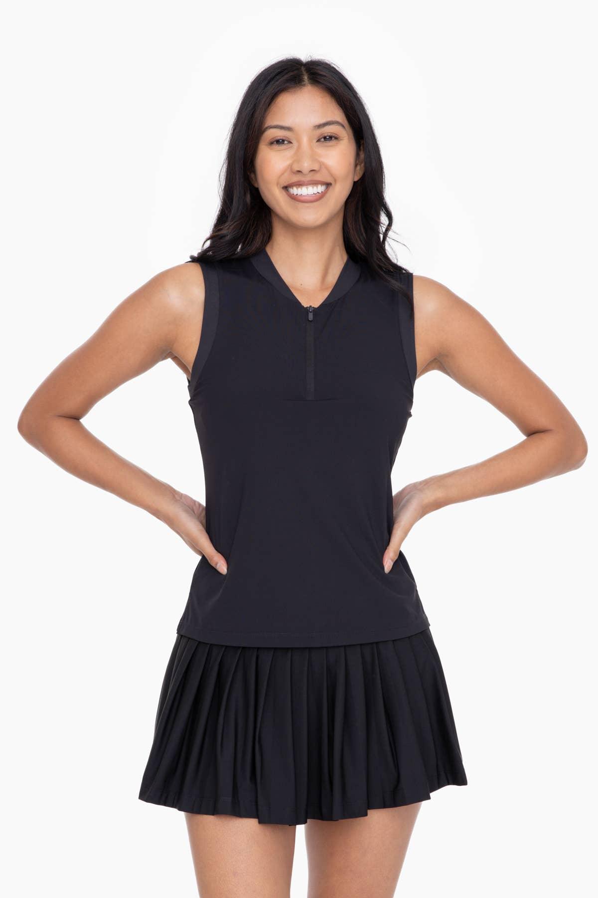 Half Zip Mandarin Collar Active Top - HERS