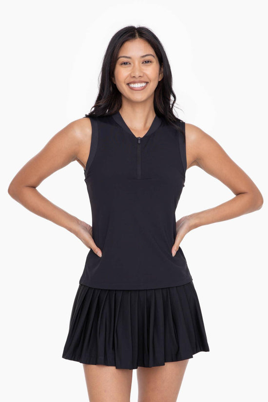 Half Zip Mandarin Collar Active Top - HERS