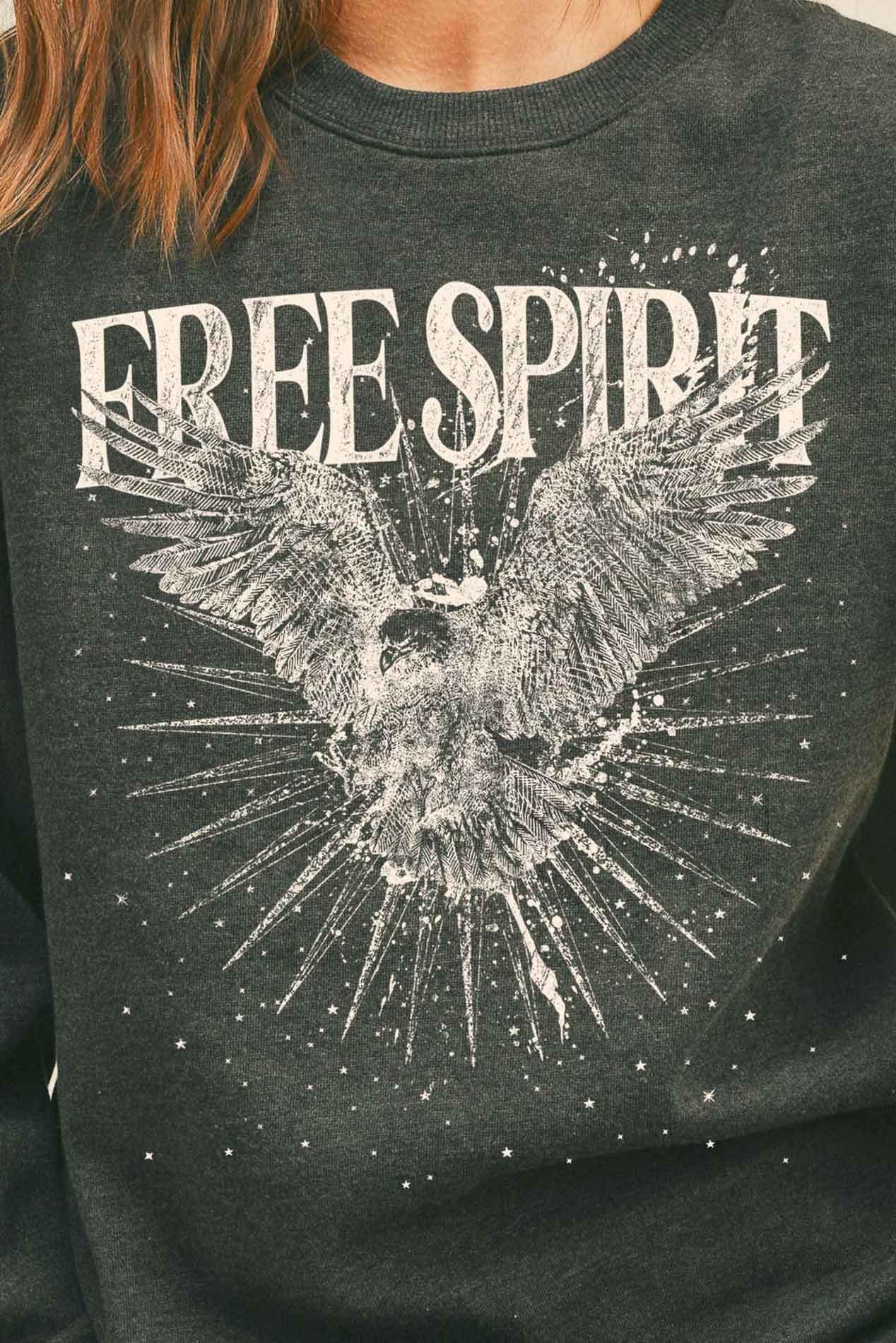 Free Spirit Graphic Cropped Sweatshirt