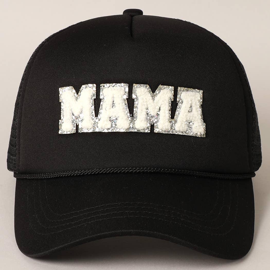MAMA Sequin Chenille Patched Trucker Cap - HERS