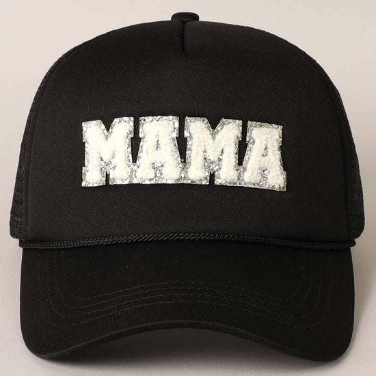 MAMA Sequin Chenille Patched Trucker Cap - HERS