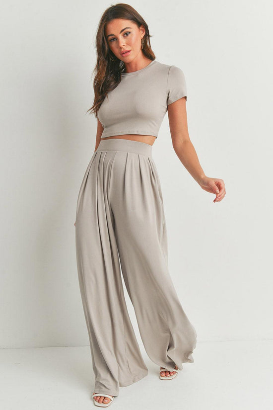 Crop Top and Wide Leg Pant Set - HERS