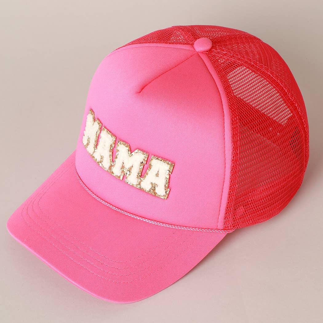 MAMA Sequin Chenille Patched Trucker Cap - HERS